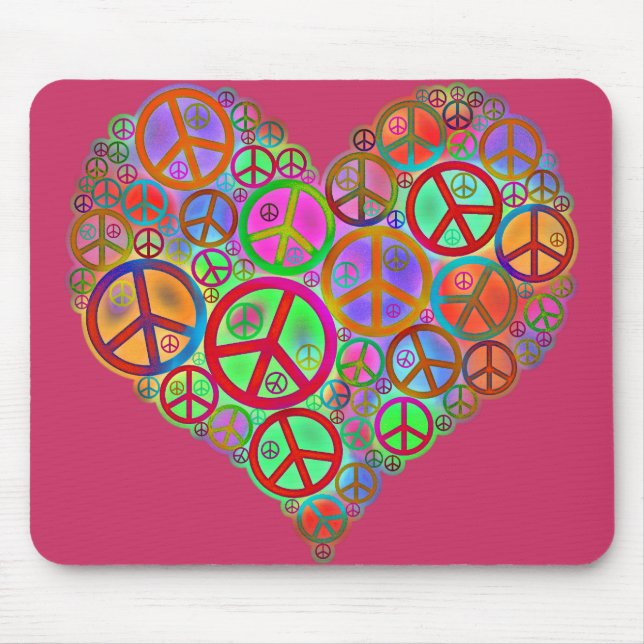 Vintage Peace Love Heart Mouse Pad (Front)