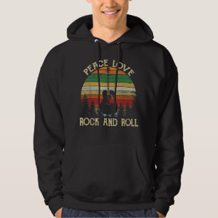 Vintage Peace Love Rock And Roll Guitar Hoodie