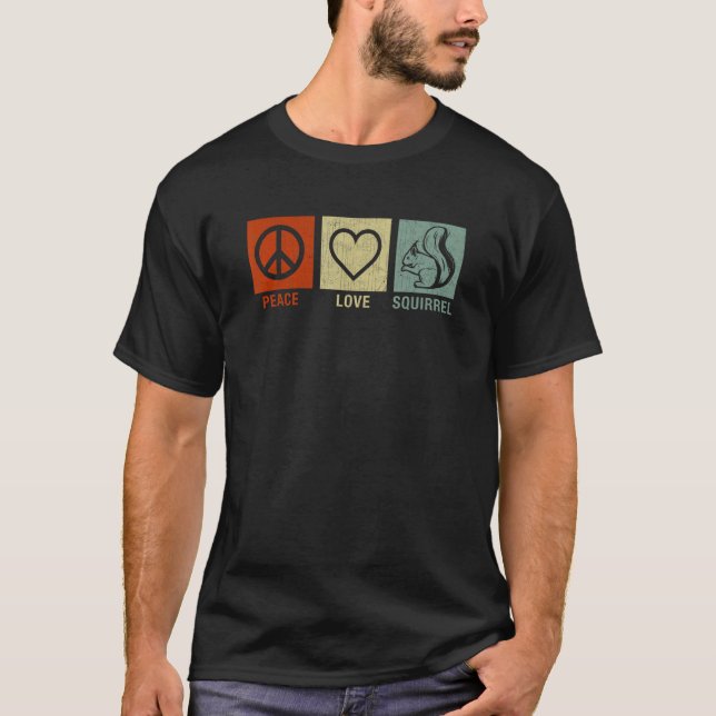 Vintage Peace Love Squirrel  Squirrel T-Shirt (Front)