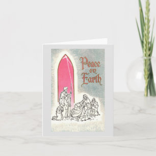 Vintage Peace On Earth Nativity Christmas Card