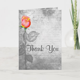 Vintage Peace Rose Wedding Thank You Card