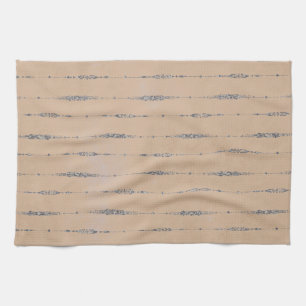 Vintage peach and elegant silver gray striped tea towel