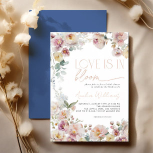 Vintage Peach Blush Watercolor Floral Bridal Invitation