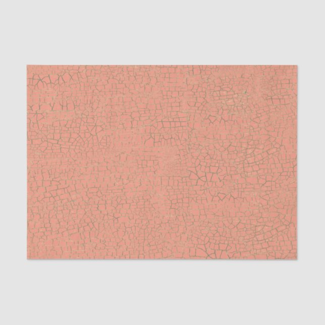 Vintage Peach Crackle Texture Decoupage Tissue Paper (Front)