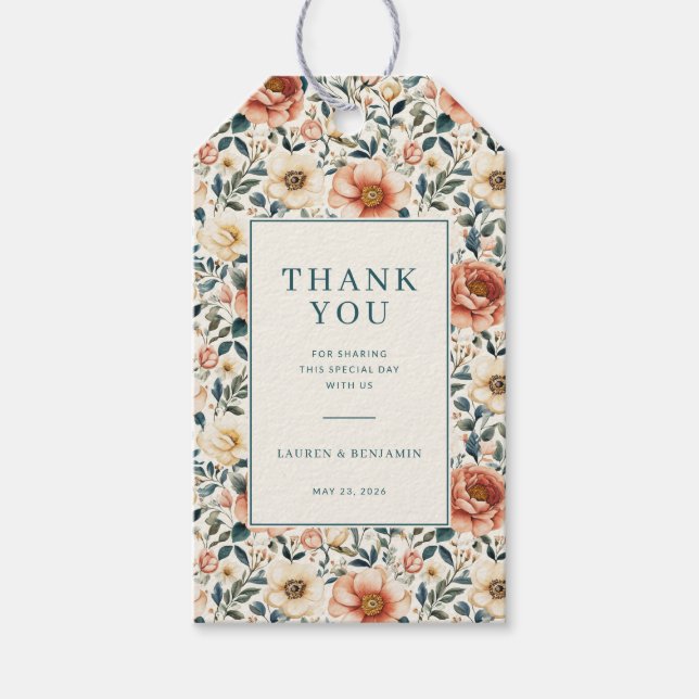 Vintage Peach Floral Gift Tags (Front)