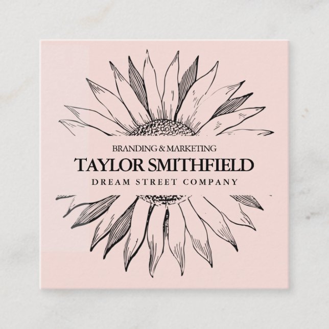 Vintage Peach Floral Sunflower Business Card (Front)