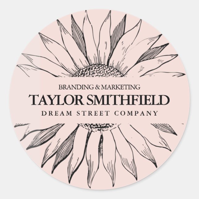 Vintage Peach Floral Sunflower Classic Round Sticker (Front)