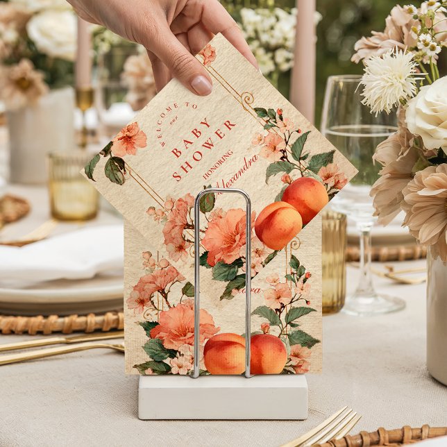 Vintage Peach Garden Botanical Baby Shower Napkin (Creator Uploaded)