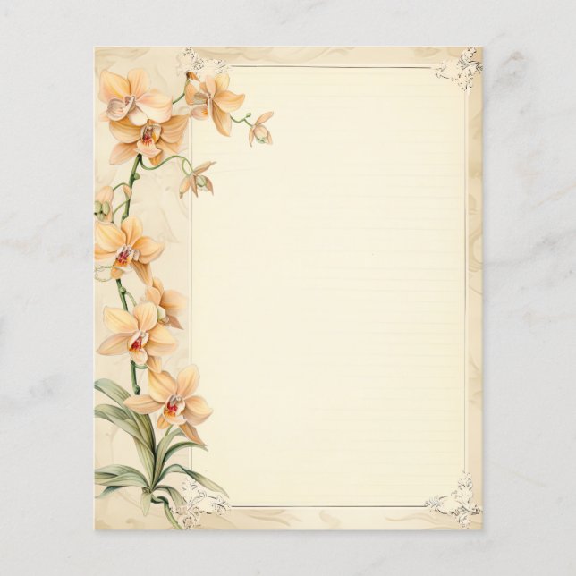 Vintage Peach Orchid Scrapbook Paper (Front)