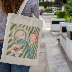 Vintage Peach Rose Azalea Sunshine Large Tote Bag