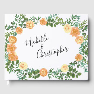 Vintage Peach Rose Wedding Guest Book