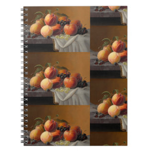 Vintage Peaches Grapes Fruit Still Life Painting Notebook