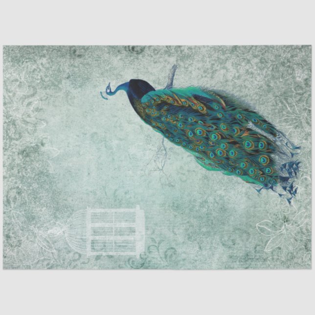 Vintage Peacock 18lb Tissue Craft Paper (Front)