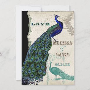 Vintage Peacock 5 - Formal Wedding Invitation