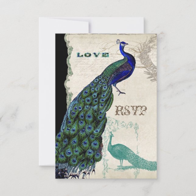 Vintage Peacock 5 - Formal Wedding Invitation (Front)