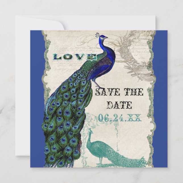 Vintage Peacock 5 - Save the Date (Front)