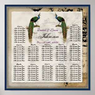 Vintage Peacock 6 - Reception Table Seating Chart