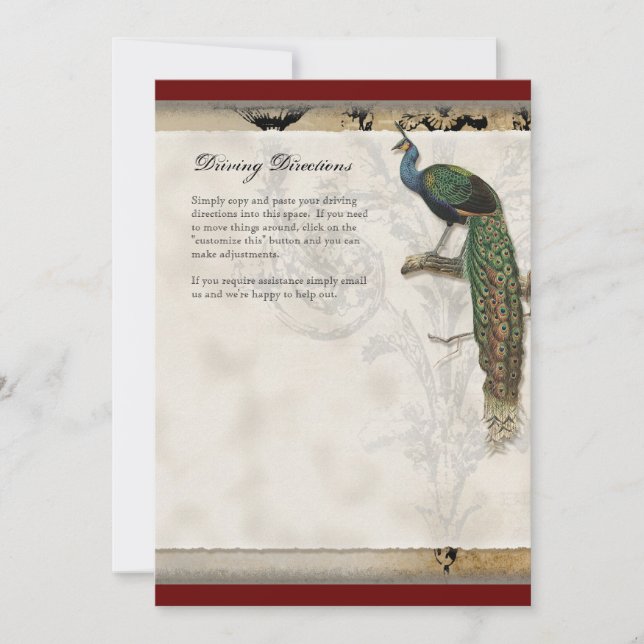 Vintage Peacock 6 - Wedding Invitation (Front)