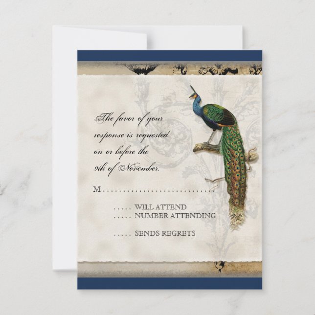 Vintage Peacock 6 - Wedding Invitation (Front)