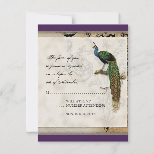Vintage Peacock 6 - Wedding Invitation (Front)