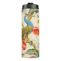 Vintage Peacock and poppies illustrations
