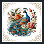 Vintage Peacock Bird Floral  Poster<br><div class="desc">Add timeless beauty and elegance to your space with this Vintage Peacock Bird Floral Art. Featuring a majestic peacock surrounded by intricate floral details,  this artwork blends nature and vintage charm,  perfect for wall decor,  gifts,  or statement pieces.</div>