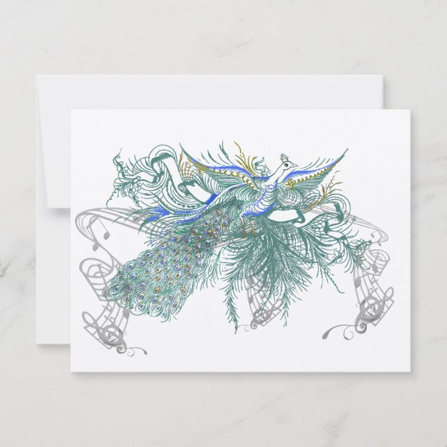 Vintage Peacock Birds Wedding Response Card (Front)
