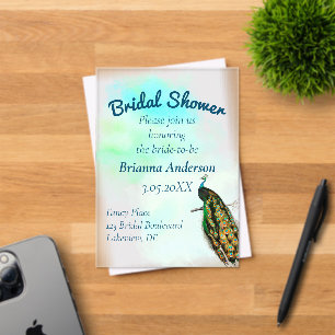 Vintage Peacock Bridal Shower Acrylic Invitations
