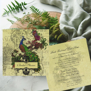 Vintage Peacock Bridal Shower Invitation