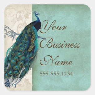 Vintage Peacock Business Identification Stickers