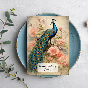 Vintage Peacock Card