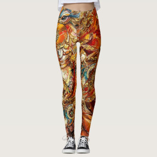 vintage peacock circus carnival entertainment leggings