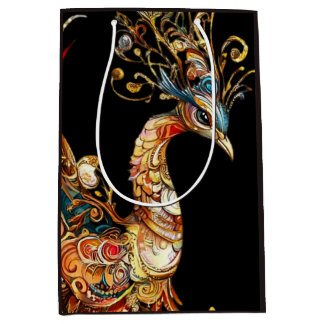 vintage peacock circus carnival entertainment medium gift bag