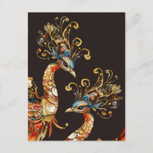 vintage peacock circus carnival entertainment postcard