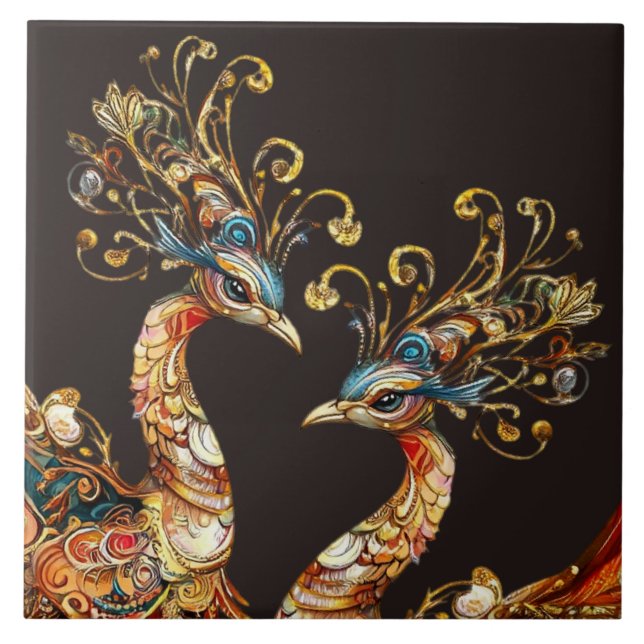 vintage peacock circus carnival entertainment tile (Front)