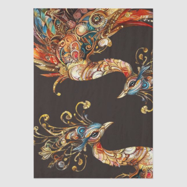 vintage peacock circus carnival entertainment tissue paper (Front)