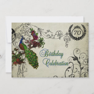 Vintage Peacock Customised Birthday Invitation