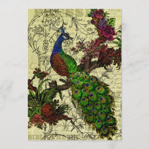 Vintage Peacock Customised Menu Card