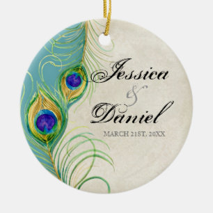 Vintage Peacock & Etchings Christmas Ornament