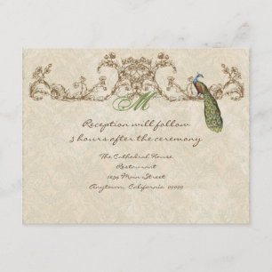 Vintage Peacock & Etchings Reception Invitation