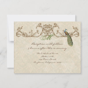 Vintage Peacock & Etchings Reception Invitation