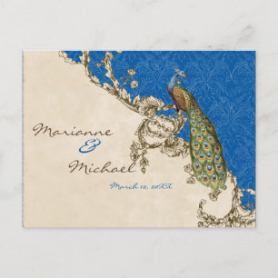 Vintage Peacock & Etchings RSVP Response Postcard