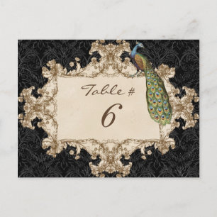 Vintage Peacock & Etchings, Table Number Card