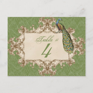 Vintage Peacock & Etchings, Table Number Card
