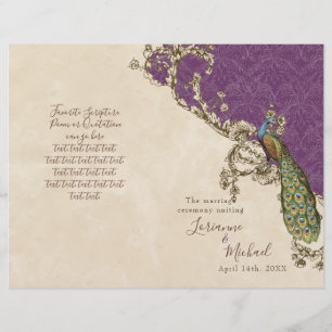Vintage Peacock & Etchings Wedding Program
