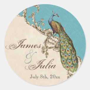 Vintage Peacock & Etchings  Wedding Seal