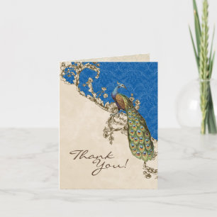 Vintage Peacock & Etchings Wedding Thank You Notes