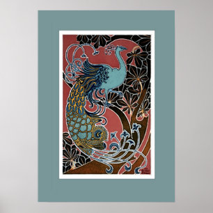 Vintage Peacock Exhibition Poster Print