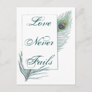 Vintage Peacock Feather Inspirational Love Quote Postcard