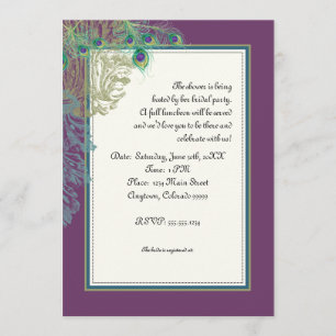 Vintage Peacock, Feathers n Etchings - Invitation